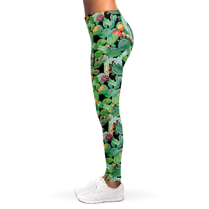Watercolor Cactus Plant Print Women's Leggings