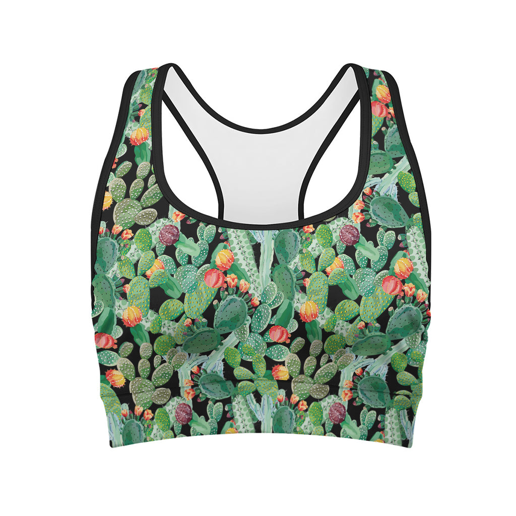 Watercolor Cactus Plant Print Women's Sports Bra