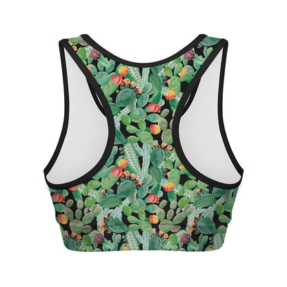 Watercolor Cactus Plant Print Women's Sports Bra