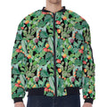 Watercolor Cactus Plant Print Zip Sleeve Bomber Jacket