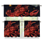 Watercolor Cancer Zodiac Sign Print 3 Piece Kitchen Curtains