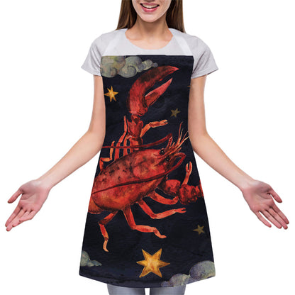 Watercolor Cancer Zodiac Sign Print Adjustable Apron