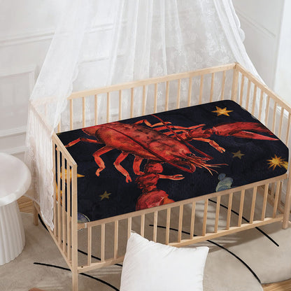 Watercolor Cancer Zodiac Sign Print Baby Crib Sheet