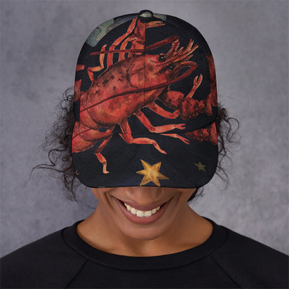 Watercolor Cancer Zodiac Sign Print Baseball Cap