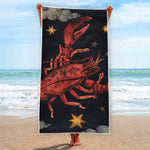 Watercolor Cancer Zodiac Sign Print Beach Towel