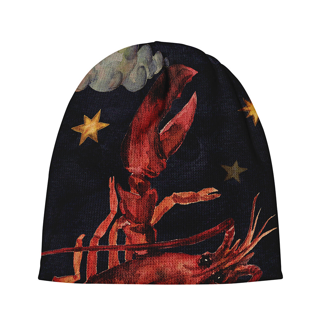Watercolor Cancer Zodiac Sign Print Beanie