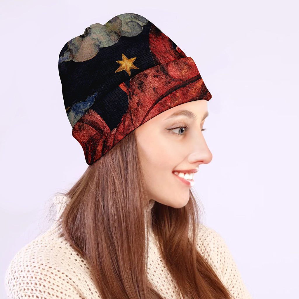 Watercolor Cancer Zodiac Sign Print Beanie