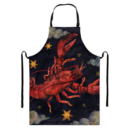 Watercolor Cancer Zodiac Sign Print Bib Apron With Pocket