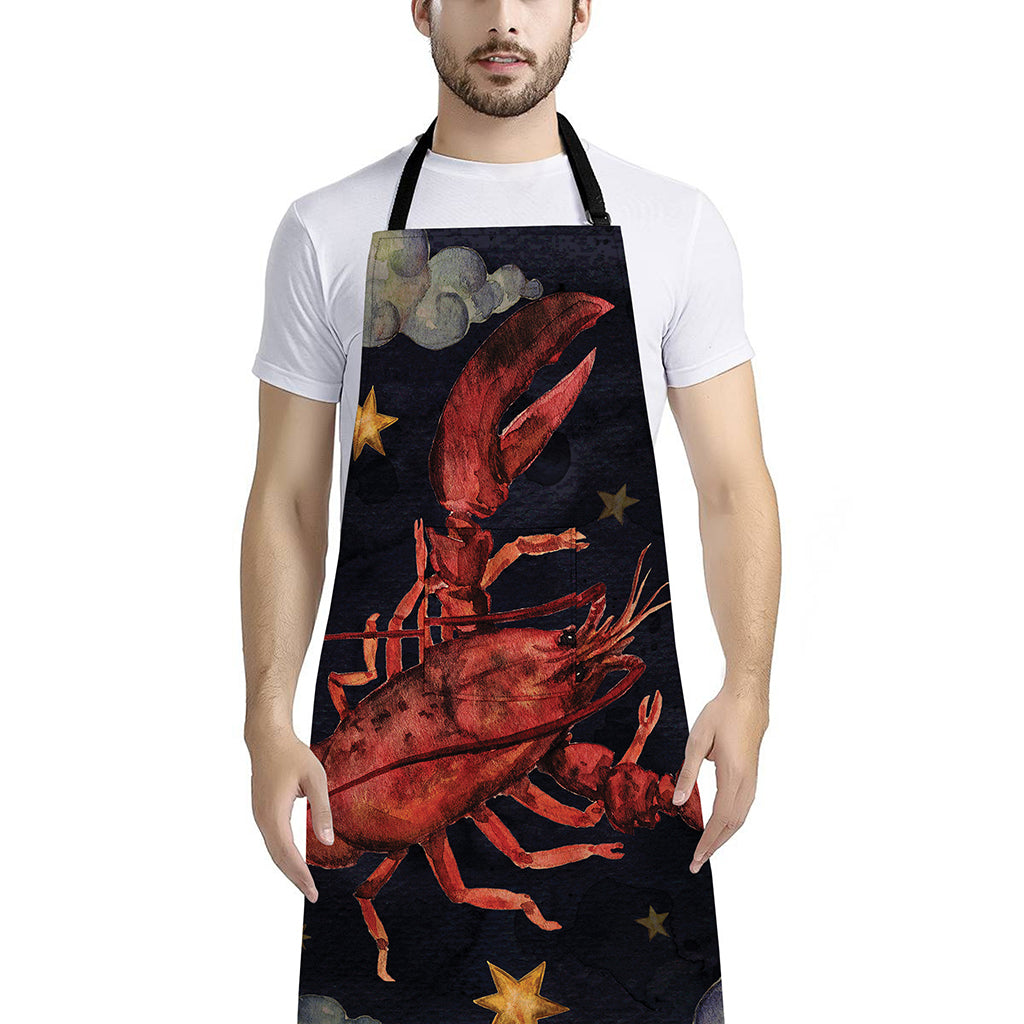 Watercolor Cancer Zodiac Sign Print Bib Apron With Pocket