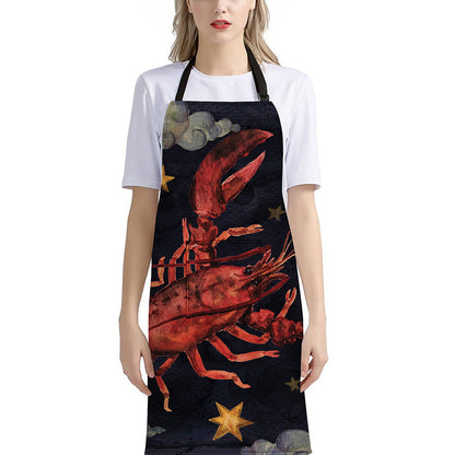 Watercolor Cancer Zodiac Sign Print Bib Apron With Pocket
