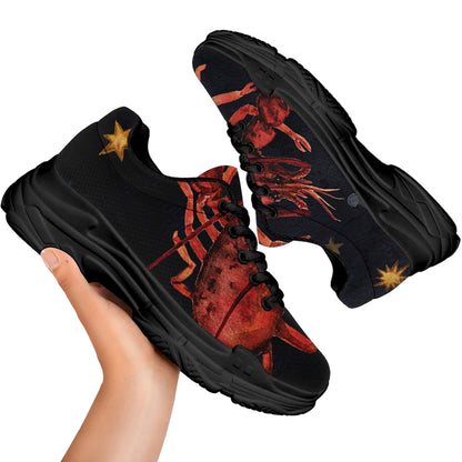 Watercolor Cancer Zodiac Sign Print Black Chunky Shoes