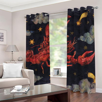 Watercolor Cancer Zodiac Sign Print Blackout Grommet Curtains