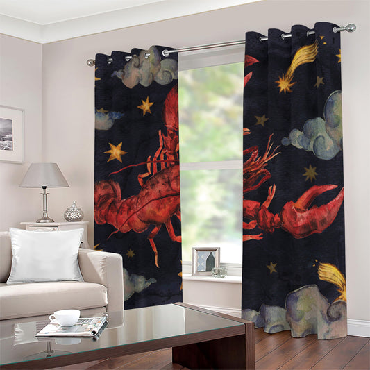 Watercolor Cancer Zodiac Sign Print Blackout Grommet Curtains