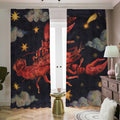 Watercolor Cancer Zodiac Sign Print Dimout Pencil Pleat Curtains