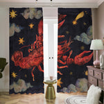 Watercolor Cancer Zodiac Sign Print Blackout Pencil Pleat Curtains