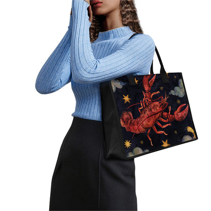 Watercolor Cancer Zodiac Sign Print Canvas Tote Bag