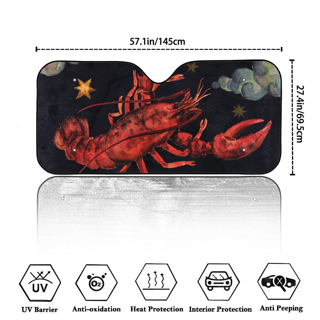 Watercolor Cancer Zodiac Sign Print Car Windshield Sun Shade