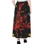 Watercolor Cancer Zodiac Sign Print Chiffon Maxi Skirt