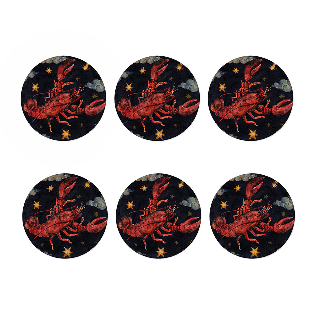 Watercolor Cancer Zodiac Sign Print Coaster Set