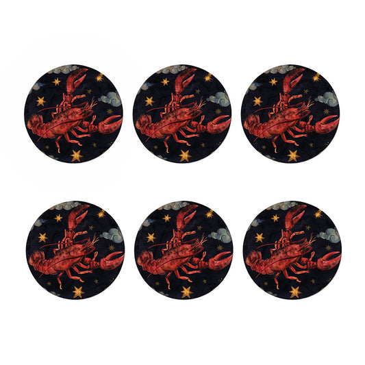 Watercolor Cancer Zodiac Sign Print Coaster Set