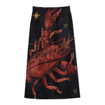 Watercolor Cancer Zodiac Sign Print Cotton Front Slit Maxi Skirt