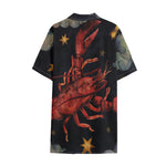 Watercolor Cancer Zodiac Sign Print Cotton Hawaiian Shirt