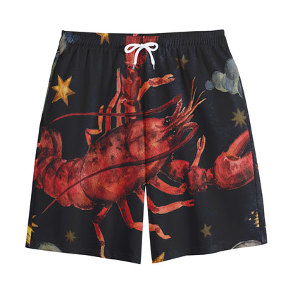 Watercolor Cancer Zodiac Sign Print Cotton Shorts