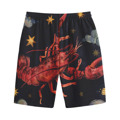 Watercolor Cancer Zodiac Sign Print Cotton Shorts