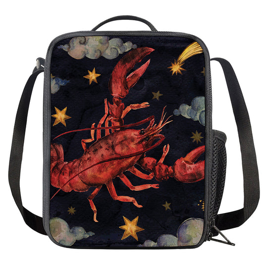 Watercolor Cancer Zodiac Sign Print Crossbody Lunch Bag