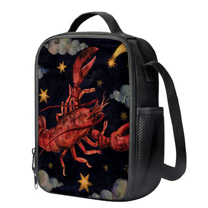 Watercolor Cancer Zodiac Sign Print Crossbody Lunch Bag