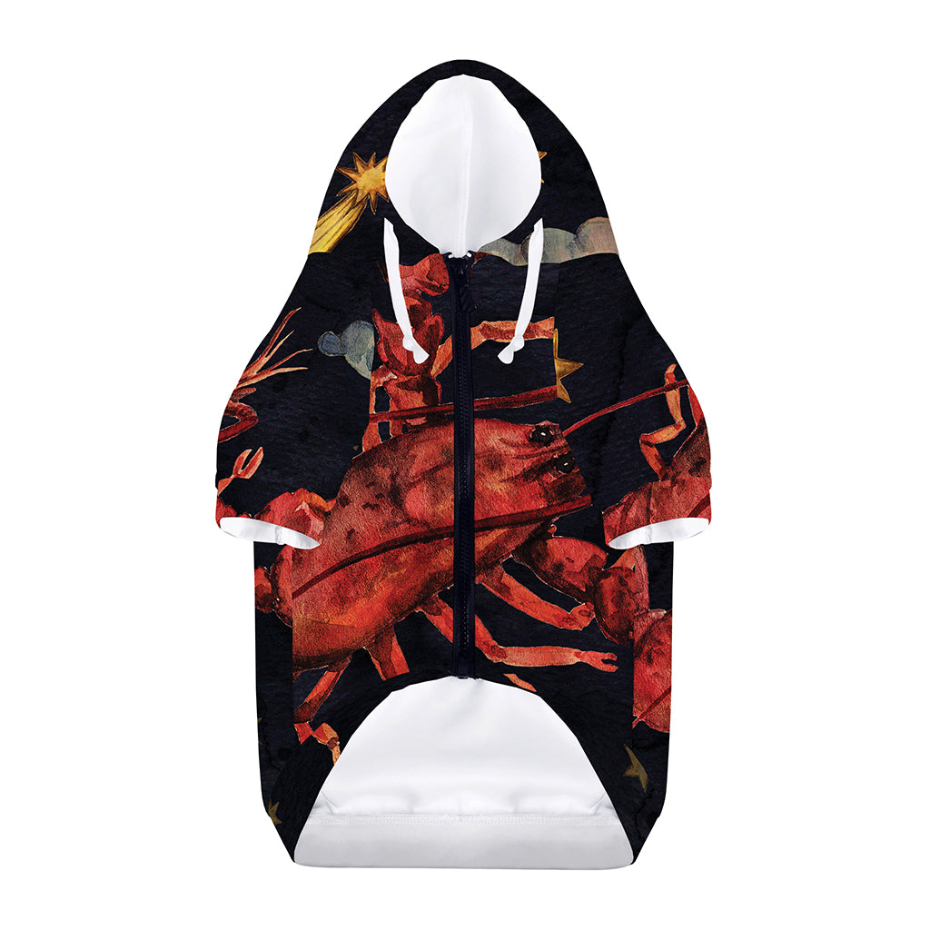 Watercolor Cancer Zodiac Sign Print Dog Zip Up Hoodie