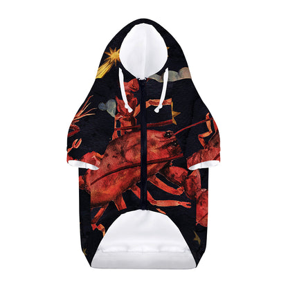 Watercolor Cancer Zodiac Sign Print Dog Zip Up Hoodie