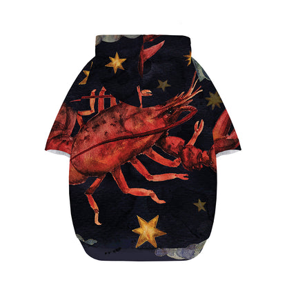 Watercolor Cancer Zodiac Sign Print Dog Zip Up Hoodie