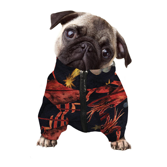 Watercolor Cancer Zodiac Sign Print Dog Zip Up Jacket