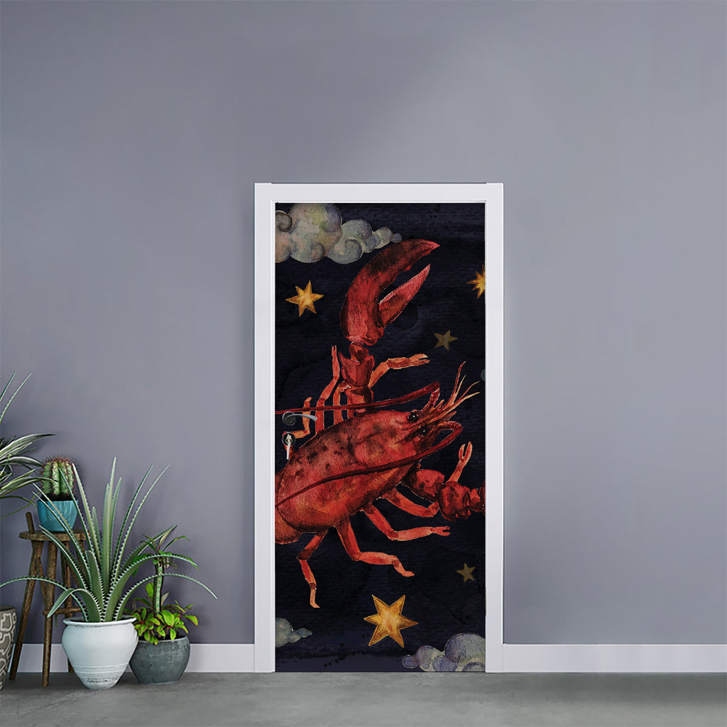 Watercolor Cancer Zodiac Sign Print Door Sticker