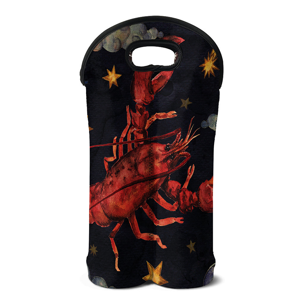 Watercolor Cancer Zodiac Sign Print Double Neoprene Wine Tote