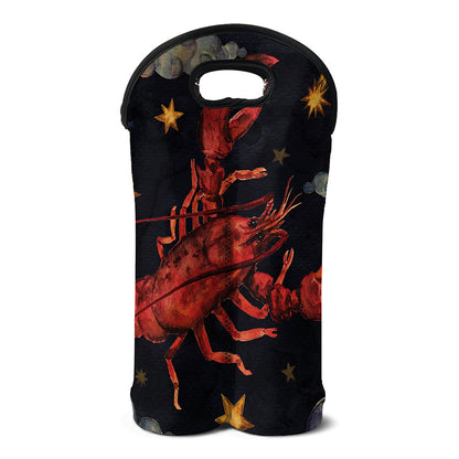 Watercolor Cancer Zodiac Sign Print Double Neoprene Wine Tote