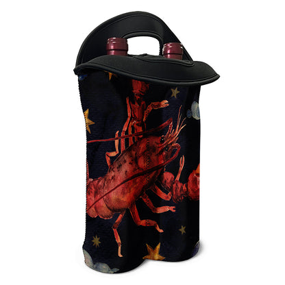 Watercolor Cancer Zodiac Sign Print Double Neoprene Wine Tote