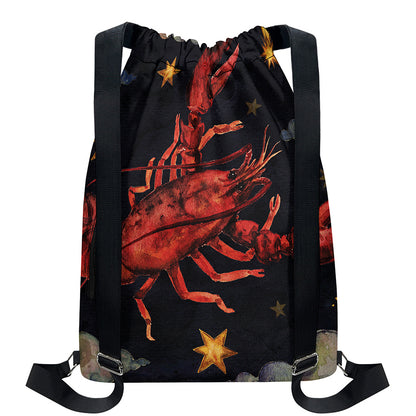 Watercolor Cancer Zodiac Sign Print Drawstring Backpack