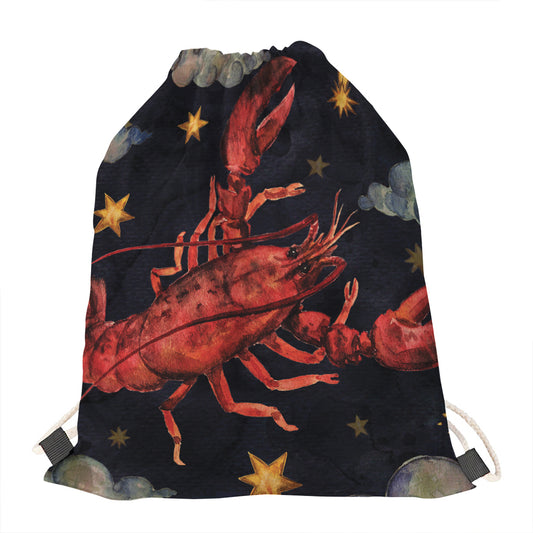 Watercolor Cancer Zodiac Sign Print Drawstring Bag