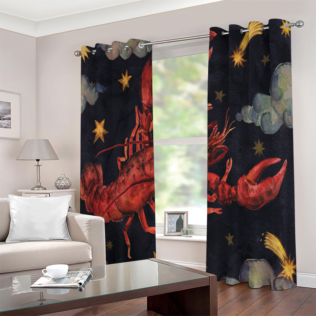 Watercolor Cancer Zodiac Sign Print Extra Wide Grommet Curtains