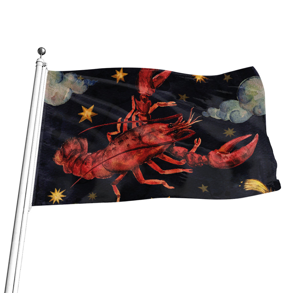 Watercolor Cancer Zodiac Sign Print Flag