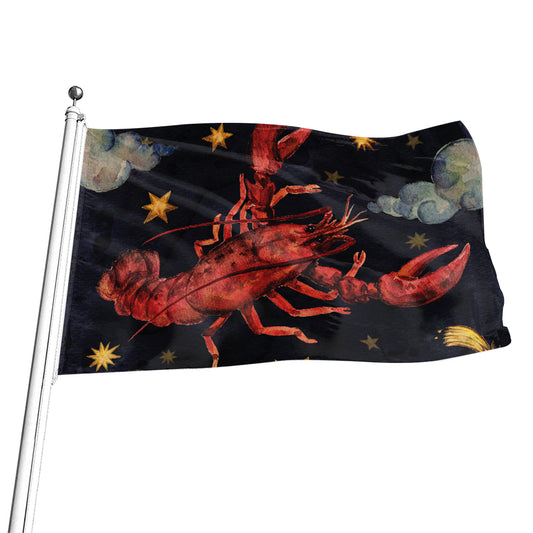 Watercolor Cancer Zodiac Sign Print Flag