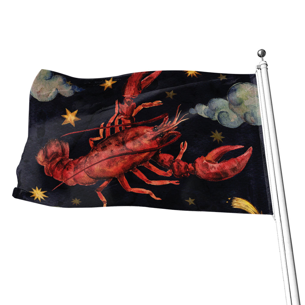 Watercolor Cancer Zodiac Sign Print Flag