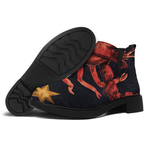 Watercolor Cancer Zodiac Sign Print Flat Ankle Boots