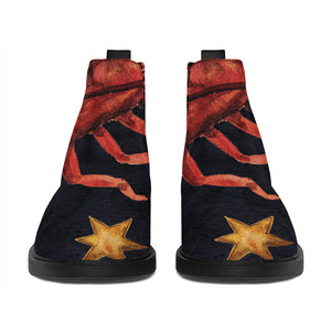 Watercolor Cancer Zodiac Sign Print Flat Ankle Boots