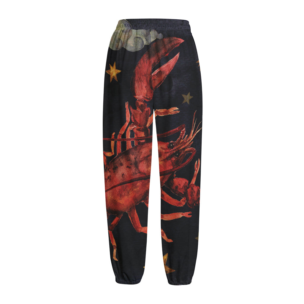 Watercolor Cancer Zodiac Sign Print Fleece Lined Knit Pants