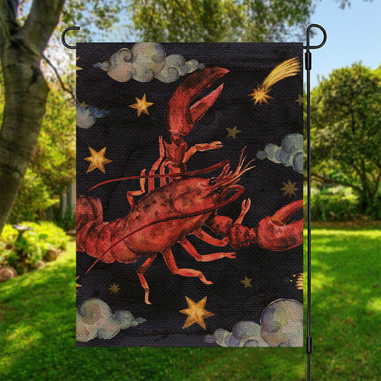 Watercolor Cancer Zodiac Sign Print Garden Flag