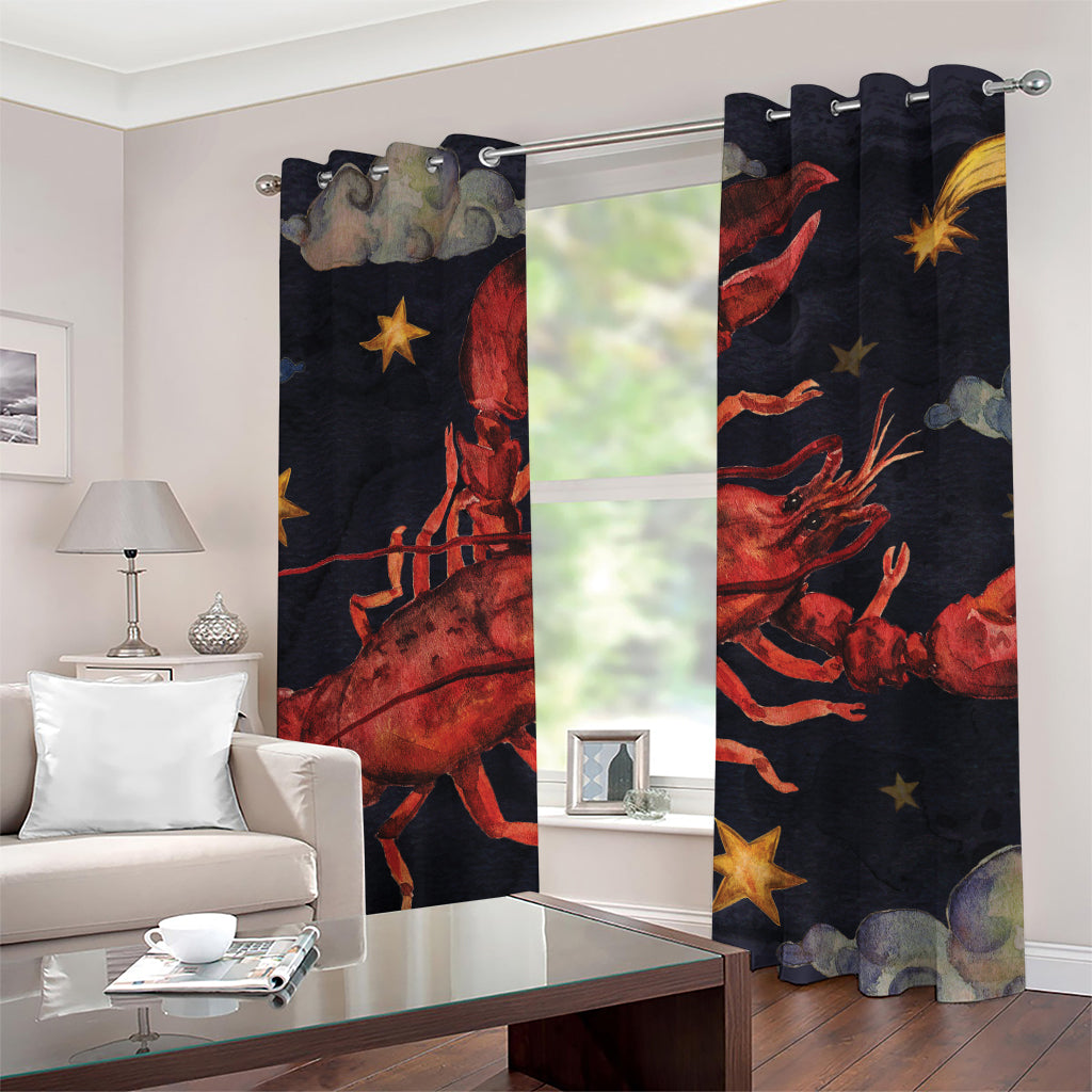 Watercolor Cancer Zodiac Sign Print Grommet Curtains