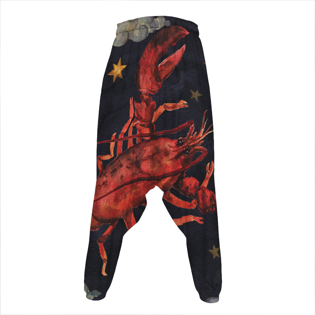 Watercolor Cancer Zodiac Sign Print Hammer Pants